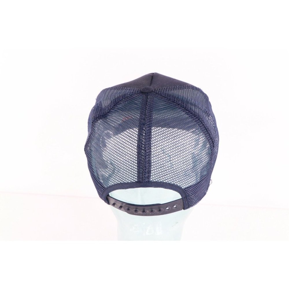 Vintage 90s Burger King Spell Out Mesh Trucker Hat Cap Snapback Navy Blue USA - Picture 4 of 8